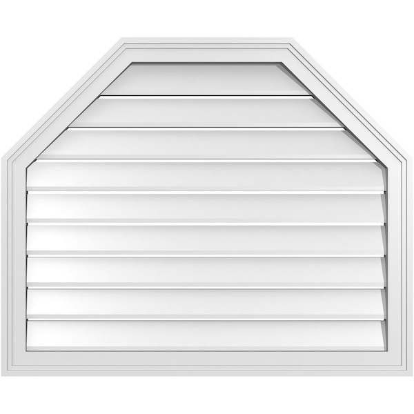 Ekena Millwork Octagonal Top Surface Mount PVC Gable Vent w/ 2"W x 1-1/2"P Brickmould Frame, 34"W x 28"H - GVPOT34X2802SF