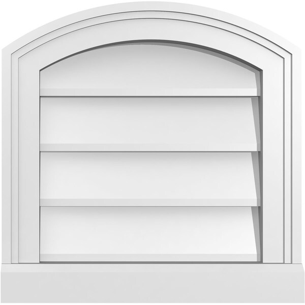 Ekena Millwork Arch Top Surface Mount PVC Gable Vent: Functional, w/ 2"W x 2"P Brickmould Sill Frame, 16"W x 16"H - GVPAR16X1603SF