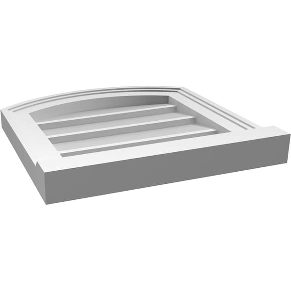 Ekena Millwork Arch Top Surface Mount PVC Gable Vent: Functional, w/ 2"W x 2"P Brickmould Sill Frame, 16"W x 16"H - GVPAR16X1603SF