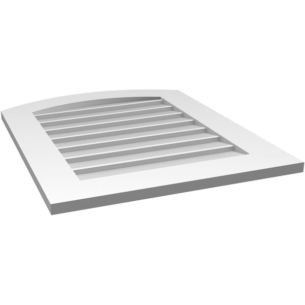 Ekena Millwork Arch Top Surface Mount PVC Gable Vent: Functional, w/ 3-1/2"W x 1"P Standard Frame, 24"W x 30"H - GVPAR24X3001SF