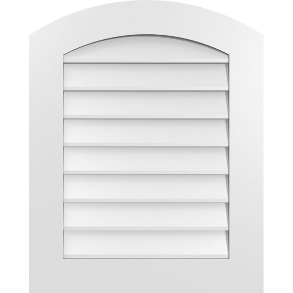 Ekena Millwork Arch Top Surface Mount PVC Gable Vent: Functional, w/ 3-1/2"W x 1"P Standard Frame, 24"W x 30"H - GVPAR24X3001SF