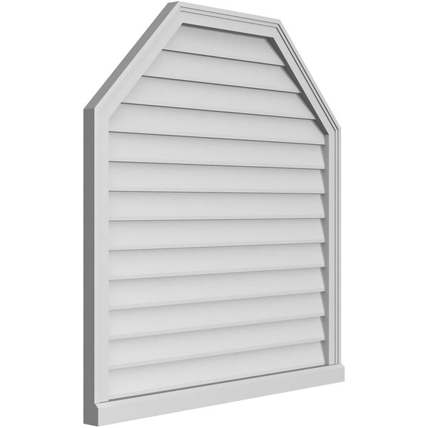 Ekena Millwork Octagonal Top Surface Mount PVC Gable Vent w/ 2"W x 2"P Brickmould Sill Frame, 38"W x 40"H - GVPOT38X4003SN