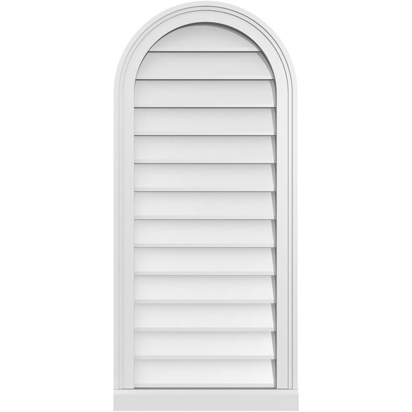 Ekena Millwork Round Top Surface Mount PVC Gable Vent w/ 2"W x 2"P Brickmould Sill Frame, 18"W x 40"H - GVPRT18X4003SN