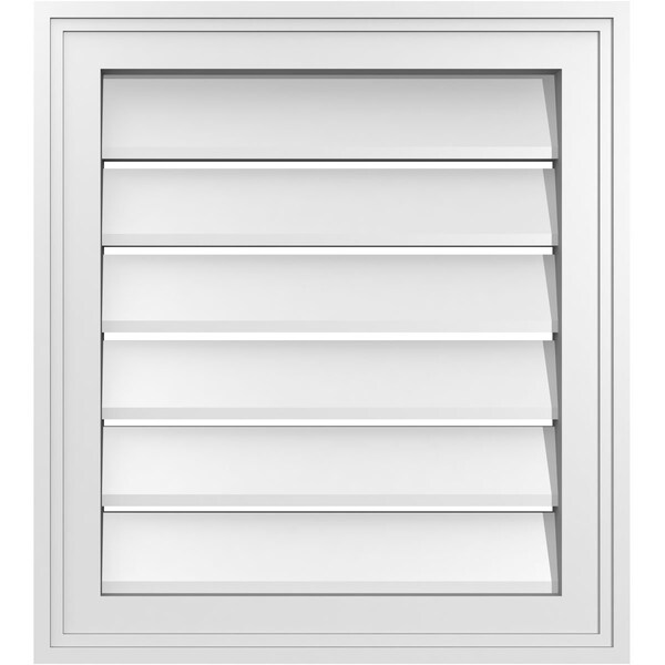 Ekena Millwork Vertical Surface Mount PVC Gable Vent: Functional, w/ 2"W x 1-1/2"P Brickmould Frame, 18"W x 20"H - GVPVE18X2002SF