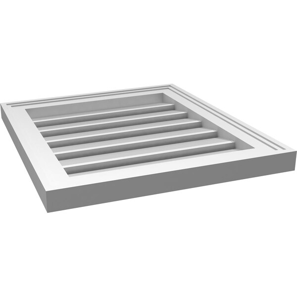 Ekena Millwork Vertical Surface Mount PVC Gable Vent: Functional, w/ 2"W x 1-1/2"P Brickmould Frame, 18"W x 20"H - GVPVE18X2002SF