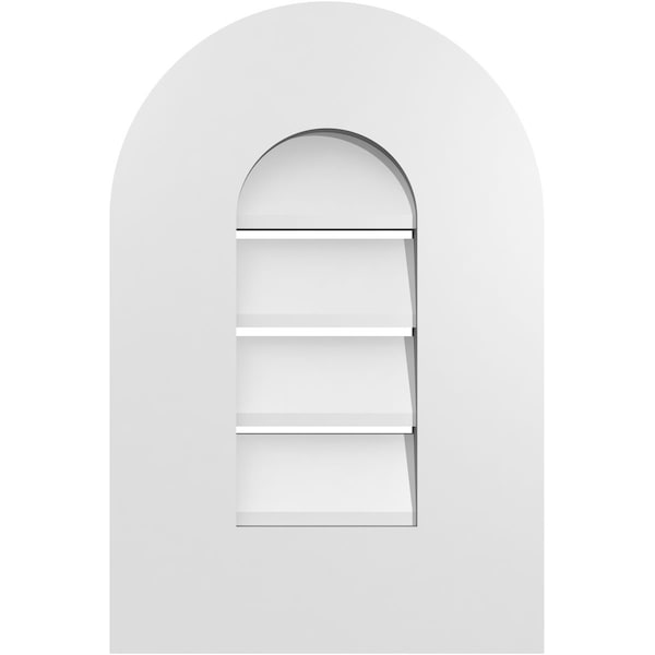 Ekena Millwork Round Top Surface Mount PVC Gable Vent: Functional, w/ 3-1/2"W x 1"P Standard Frame, 12"W x 18"H - GVPRT12X1801SF