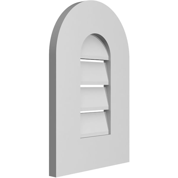 Ekena Millwork Round Top Surface Mount PVC Gable Vent: Functional, w/ 3-1/2"W x 1"P Standard Frame, 12"W x 18"H - GVPRT12X1801SF