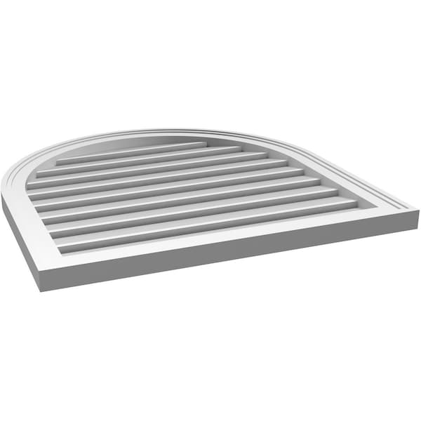 Ekena Millwork Round Top Surface Mount PVC Gable Vent: Functional, w/ 2"W x 1-1/2"P Brickmould Frame, 28"W x 28"H - GVPRT28X2802SF