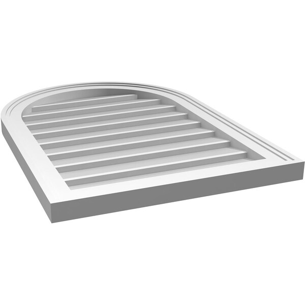 Ekena Millwork Round Top Surface Mount PVC Gable Vent w/ 2"W x 1-1/2"P Brickmould Frame, 20"W x 28"H - GVPRT20X2802SN