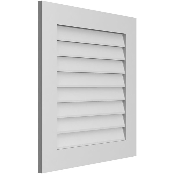 Ekena Millwork Vertical Surface Mount PVC Gable Vent: Non-Functional, w/ 3-1/2"W x 1"P Standard Frame, 26"W x 28"H - GVPVE26X2801SN