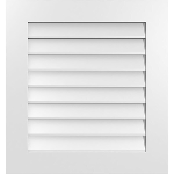 Ekena Millwork Vertical Surface Mount PVC Gable Vent: Non-Functional, w/ 3-1/2"W x 1"P Standard Frame, 26"W x 28"H - GVPVE26X2801SN