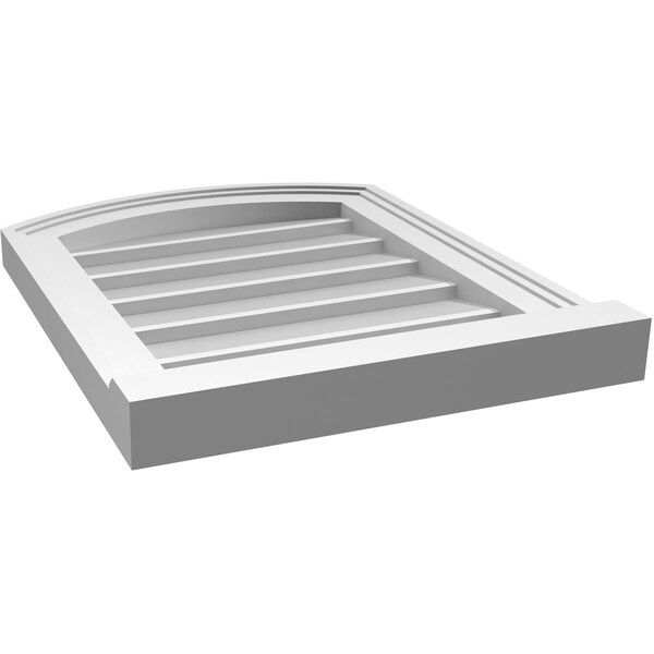 Ekena Millwork Arch Top Surface Mount PVC Gable Vent: Functional, w/ 2"W x 2"P Brickmould Sill Frame, 16"W x 20"H - GVPAR16X2003SF