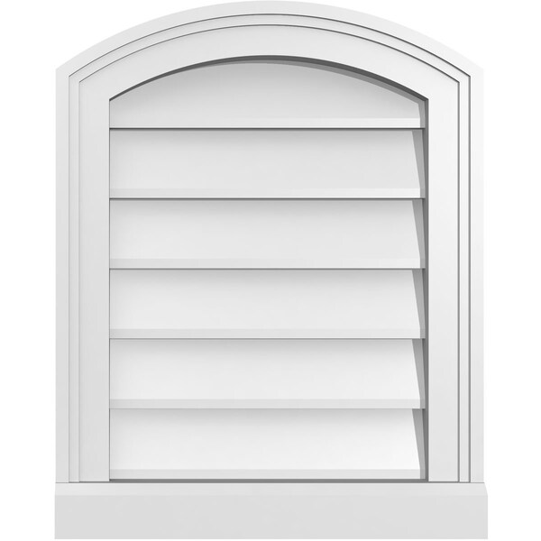 Ekena Millwork Arch Top Surface Mount PVC Gable Vent: Functional, w/ 2"W x 2"P Brickmould Sill Frame, 16"W x 20"H - GVPAR16X2003SF
