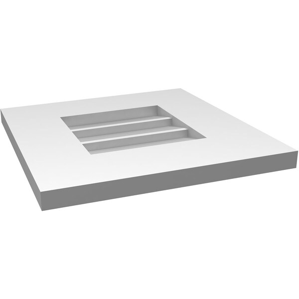 Ekena Millwork Vertical Surface Mount PVC Gable Vent: Non-Functional, w/ 3-1/2"W x 1"P Standard Frame, 14"W x 14"H - GVPVE14X1401SN