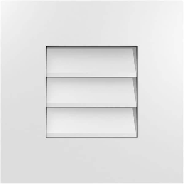 Ekena Millwork Vertical Surface Mount PVC Gable Vent: Non-Functional, w/ 3-1/2"W x 1"P Standard Frame, 14"W x 14"H - GVPVE14X1401SN