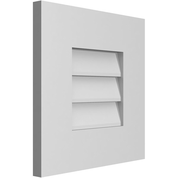 Ekena Millwork Vertical Surface Mount PVC Gable Vent: Non-Functional, w/ 3-1/2"W x 1"P Standard Frame, 14"W x 14"H - GVPVE14X1401SN