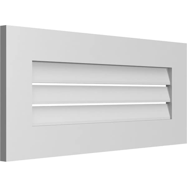 Ekena Millwork Vertical Surface Mount PVC Gable Vent: Functional, w/ 3-1/2"W x 1"P Standard Frame, 32"W x 14"H - GVPVE32X1401SF