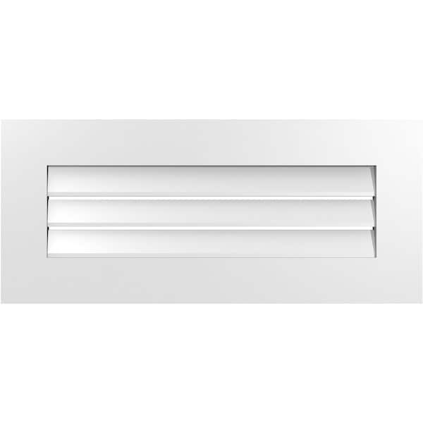 Ekena Millwork Vertical Surface Mount PVC Gable Vent: Functional, w/ 3-1/2"W x 1"P Standard Frame, 32"W x 14"H - GVPVE32X1401SF
