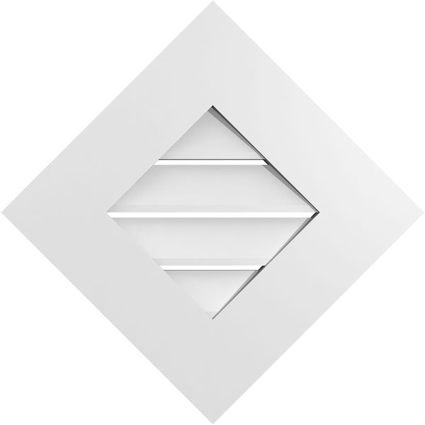 Ekena Millwork Diamond Surface Mount PVC Gable Vent: Non-Functional, w/ 3-1/2"W x 1"P Standard Frame, 18"W x 18"H - GVPDI18X1801SN