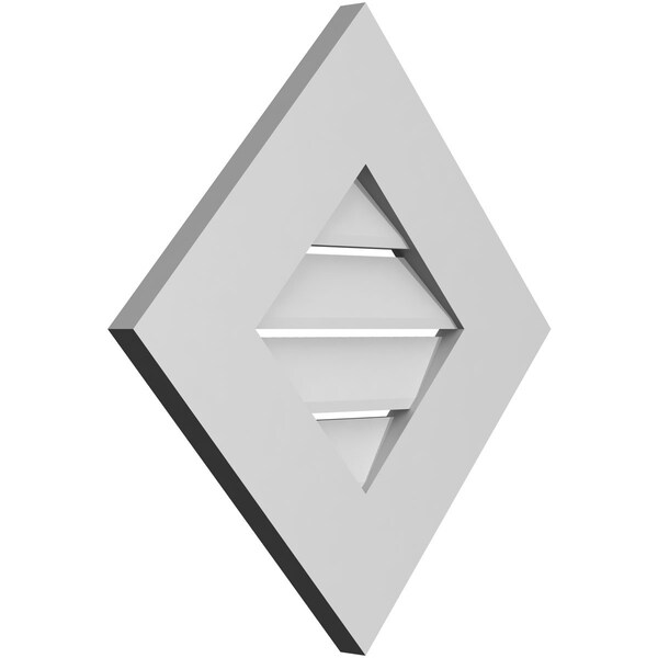 Ekena Millwork Diamond Surface Mount PVC Gable Vent: Non-Functional, w/ 3-1/2"W x 1"P Standard Frame, 18"W x 18"H - GVPDI18X1801SN