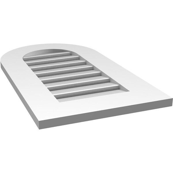 Ekena Millwork Round Top Surface Mount PVC Gable Vent: Functional, w/ 3-1/2"W x 1"P Standard Frame, 16"W x 28"H - GVPRT16X2801SF