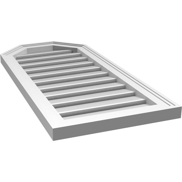 Ekena Millwork Octagonal Top Surface Mount PVC Gable Vent w/ 2"W x 1-1/2"P Brickmould Frame, 16"W x 34"H - GVPOT16X3402SF