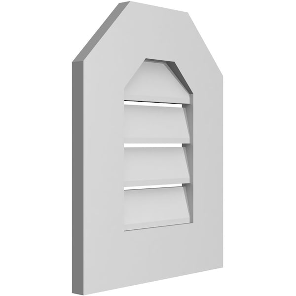 Ekena Millwork Octagonal Top Surface Mount PVC Gable Vent: Functional, w/ 3-1/2"W x 1"P Standard Frame, 14"W x 18"H - GVPOT14X1801SF