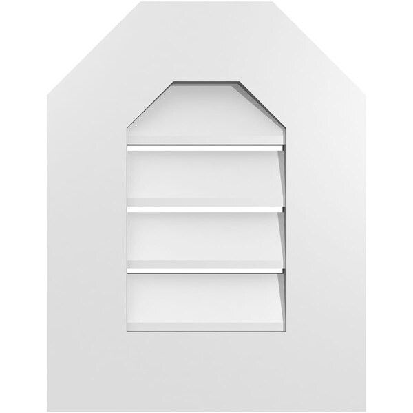 Ekena Millwork Octagonal Top Surface Mount PVC Gable Vent: Functional, w/ 3-1/2"W x 1"P Standard Frame, 14"W x 18"H - GVPOT14X1801SF