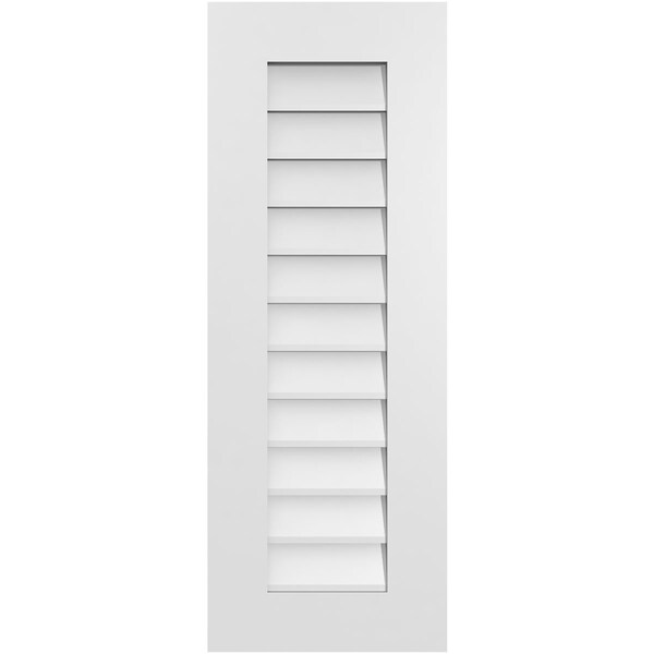 Ekena Millwork Vertical Surface Mount PVC Gable Vent: Non-Functional, w/ 3-1/2"W x 1"P Standard Frame, 14"W x 38"H - GVPVE14X3801SN