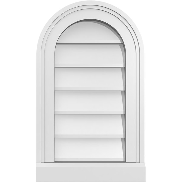 Ekena Millwork Round Top Surface Mount PVC Gable Vent w/ 2"W x 2"P Brickmould Sill Frame, 12"W x 20"H - GVPRT12X2003SN