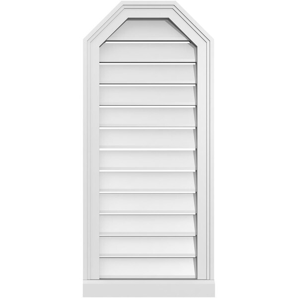 Ekena Millwork Octagonal Top Surface Mount PVC Gable Vent w/ 2"W x 2"P Brickmould Sill Frame, 16"W x 36"H - GVPOT16X3603SF