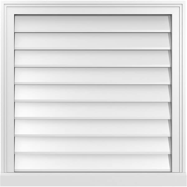 Ekena Millwork Vertical Surface Mount PVC Gable Vent w/ 2"W x 2"H , Brickmould Sill Frame, 28"W x 28"H - GVPVE28X2803SN