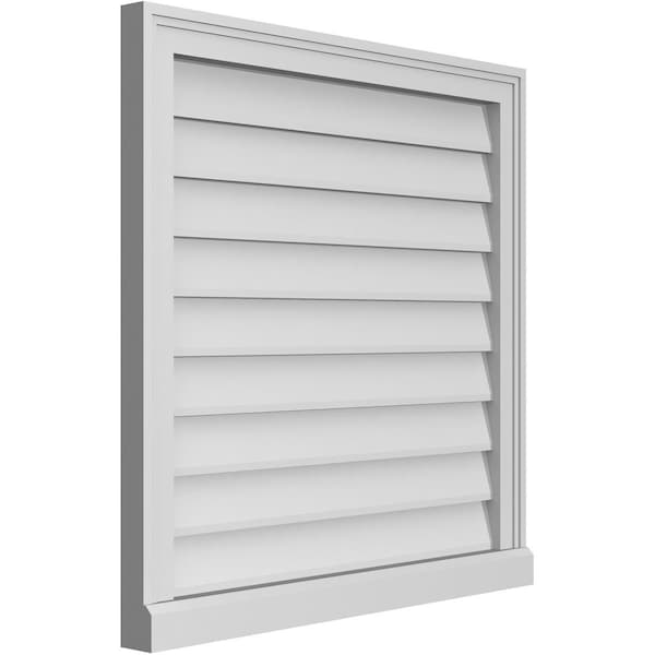 Ekena Millwork Vertical Surface Mount PVC Gable Vent w/ 2"W x 2"H , Brickmould Sill Frame, 28"W x 28"H - GVPVE28X2803SN