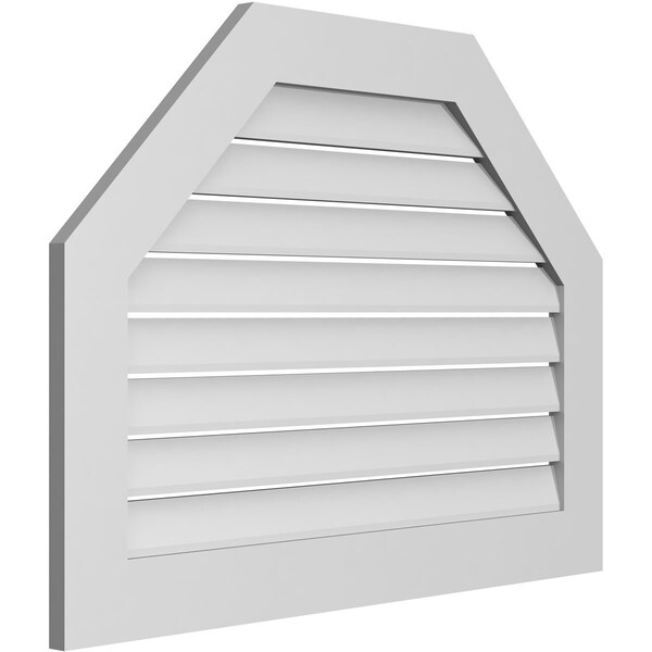 Ekena Millwork Octagonal Top Surface Mount PVC Gable Vent: Functional, w/ 3-1/2"W x 1"P Standard Frame, 38"W x 28"H - GVPOT38X2801SF