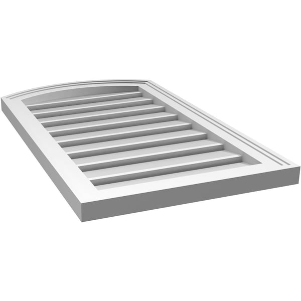 Ekena Millwork Arch Top Surface Mount PVC Gable Vent: Non-Functional, w/2"W x 1-1/2"P Brickmould Frame, 18"W x 28"H - GVPAR18X2802SN