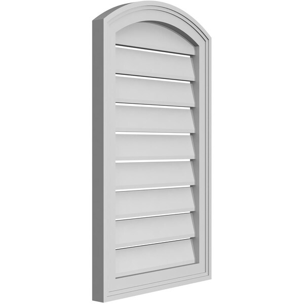 Ekena Millwork Arch Top Surface Mount PVC Gable Vent: Non-Functional, w/2"W x 1-1/2"P Brickmould Frame, 18"W x 28"H - GVPAR18X2802SN