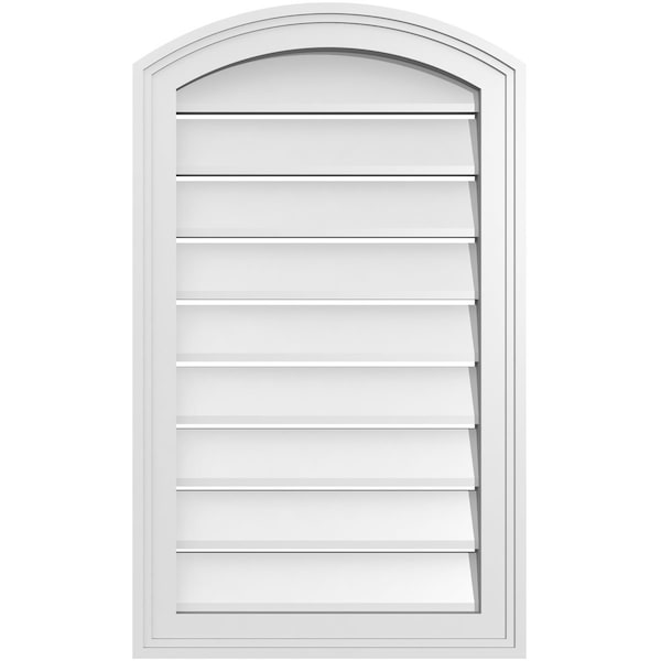 Ekena Millwork Arch Top Surface Mount PVC Gable Vent: Non-Functional, w/2"W x 1-1/2"P Brickmould Frame, 18"W x 28"H - GVPAR18X2802SN