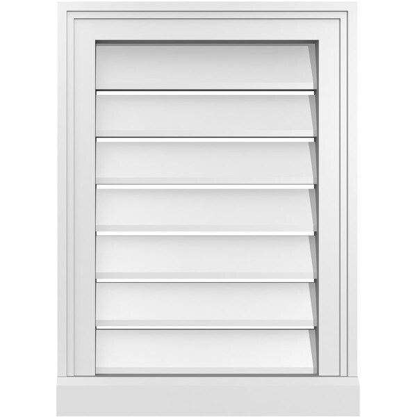 Ekena Millwork Vertical Surface Mount PVC Gable Vent: Functional, w/ 2"W x 2"P Brickmould Sill Frame, 16"W x 22"H - GVPVE16X2203SF