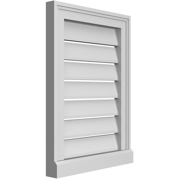 Ekena Millwork Vertical Surface Mount PVC Gable Vent: Functional, w/ 2"W x 2"P Brickmould Sill Frame, 16"W x 22"H - GVPVE16X2203SF