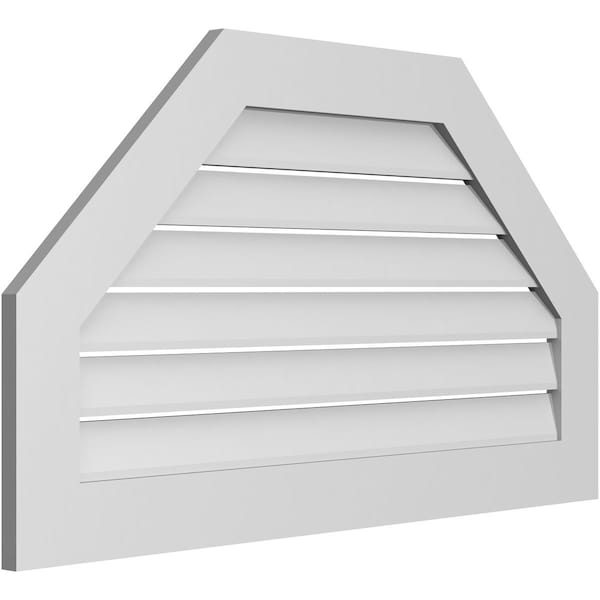 Ekena Millwork Octagonal Top Surface Mount PVC Gable Vent: Functional, w/ 3-1/2"W x 1"P Standard Frame, 42"W x 24"H - GVPOT42X2401SF