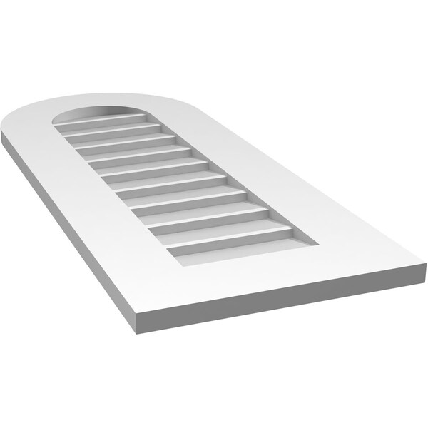 Ekena Millwork Round Top Surface Mount PVC Gable Vent: Non-Functional, w/ 3-1/2"W x 1"P Standard Frame, 14"W x 34"H - GVPRT14X3401SN