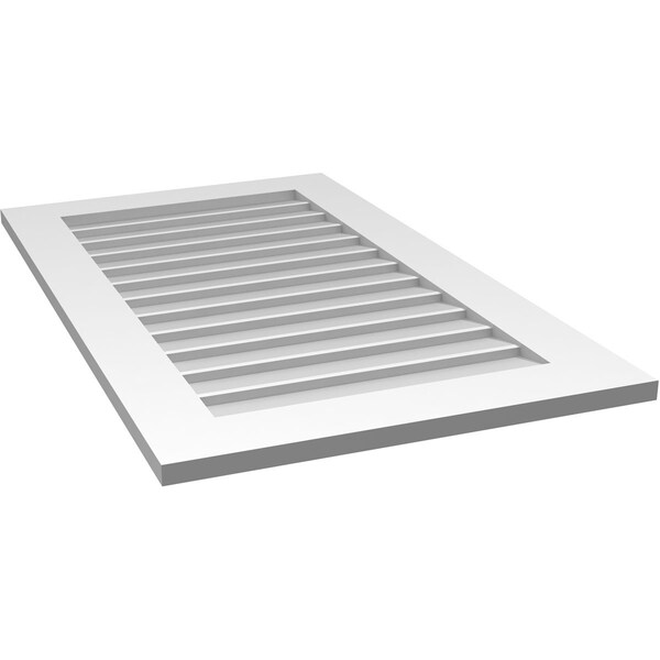 Ekena Millwork Vertical Surface Mount PVC Gable Vent: Non-Functional, w/ 3-1/2"W x 1"P Standard Frame, 24"W x 40"H - GVPVE24X4001SN