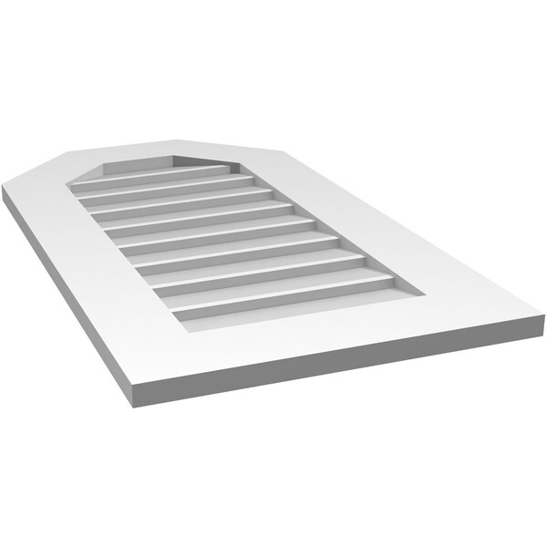 Ekena Millwork Octagonal Top Surface Mount PVC Gable Vent w/ 3-1/2"W x 1"P Standard Frame, 18"W x 32"H - GVPOT18X3201SN