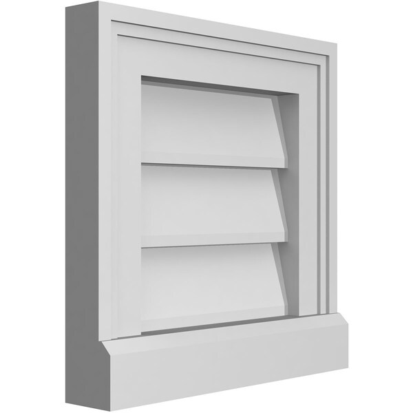 Ekena Millwork Vertical Surface Mount PVC Gable Vent w/ 2"W x 2"H , Brickmould Sill Frame, 12"W x 12"H - GVPVE12X1203SN