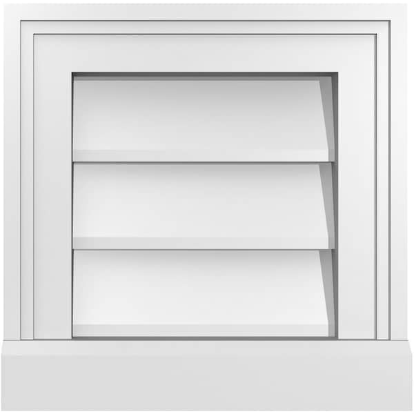 Ekena Millwork Vertical Surface Mount PVC Gable Vent w/ 2"W x 2"H , Brickmould Sill Frame, 12"W x 12"H - GVPVE12X1203SN