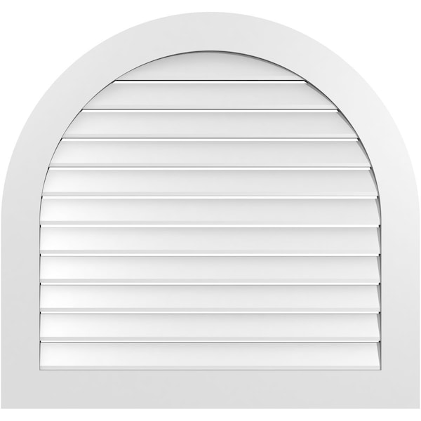 Ekena Millwork Round Top Surface Mount PVC Gable Vent: Functional, w/ 3-1/2"W x 1"P Standard Frame, 38"W x 36"H - GVPRT38X3601SF
