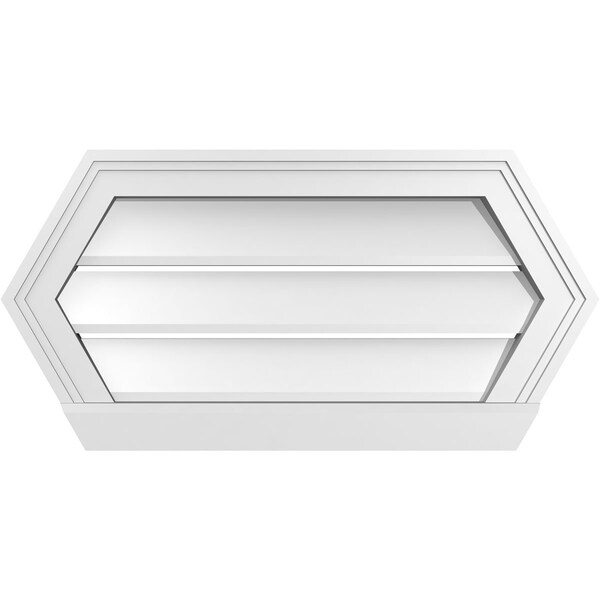 Ekena Millwork Half Round Surface Mount PVC Gable Vent: Functional, w/ 2"W x 2"P Brickmould Sill Frame, 26"W x 13"H - GVPHR26X1303SF
