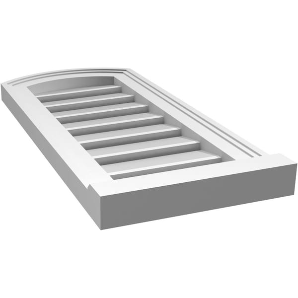 Ekena Millwork Arch Top Surface Mount PVC Gable Vent w/ 2"W x 2"P Brickmould Sill Frame, 12"W x 24"H - GVPAR12X2403SN