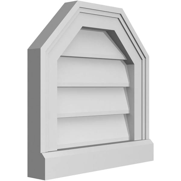 Ekena Millwork Octagonal Top Surface Mount PVC Gable Vent w/ 2"W x 2"P Brickmould Sill Frame, 14"W x 14"H - GVPOT14X1403SN