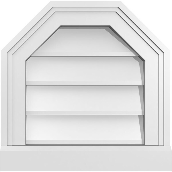Ekena Millwork Octagonal Top Surface Mount PVC Gable Vent w/ 2"W x 2"P Brickmould Sill Frame, 14"W x 14"H - GVPOT14X1403SN